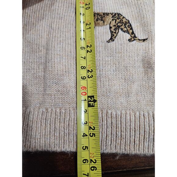 Chico's Cashmere Wool Blend Embroidered CheetahTan Sweater Sz 2 L Animal Print - Picture 6 of 7